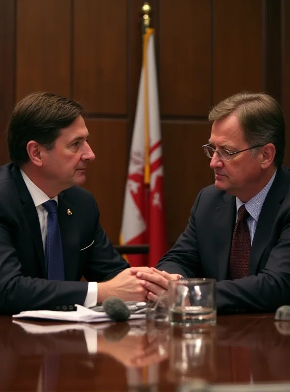 A meeting between Marco Rubio and Jan Lipavsky, with both leaders seated at a table, engaged in discussion with serious expressions.