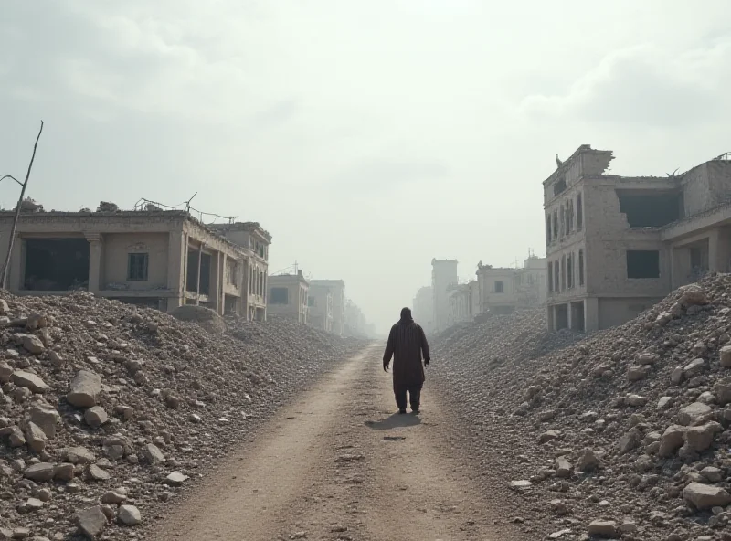 A desolate Syrian landscape, symbolizing the poverty crisis and the impact of sanctions