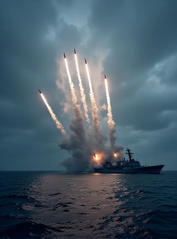 Conceptual image of hypersonic missiles being launched from a UK military vessel.