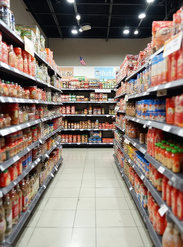 A Canadian grocery store aisle with both Canadian and American products on display.