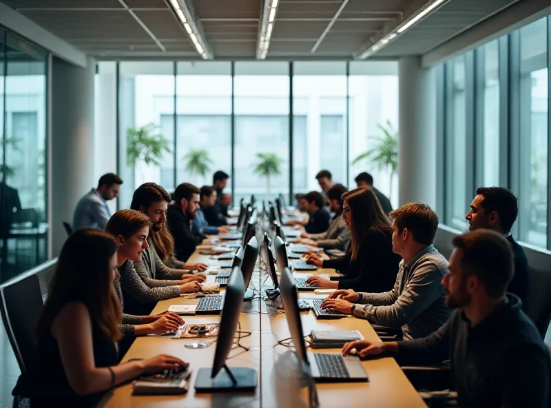 Office interior with people working on computers in Dublin.