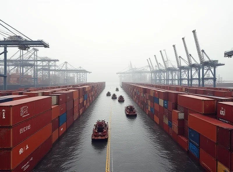 Containers at a port, symbolizing global trade.