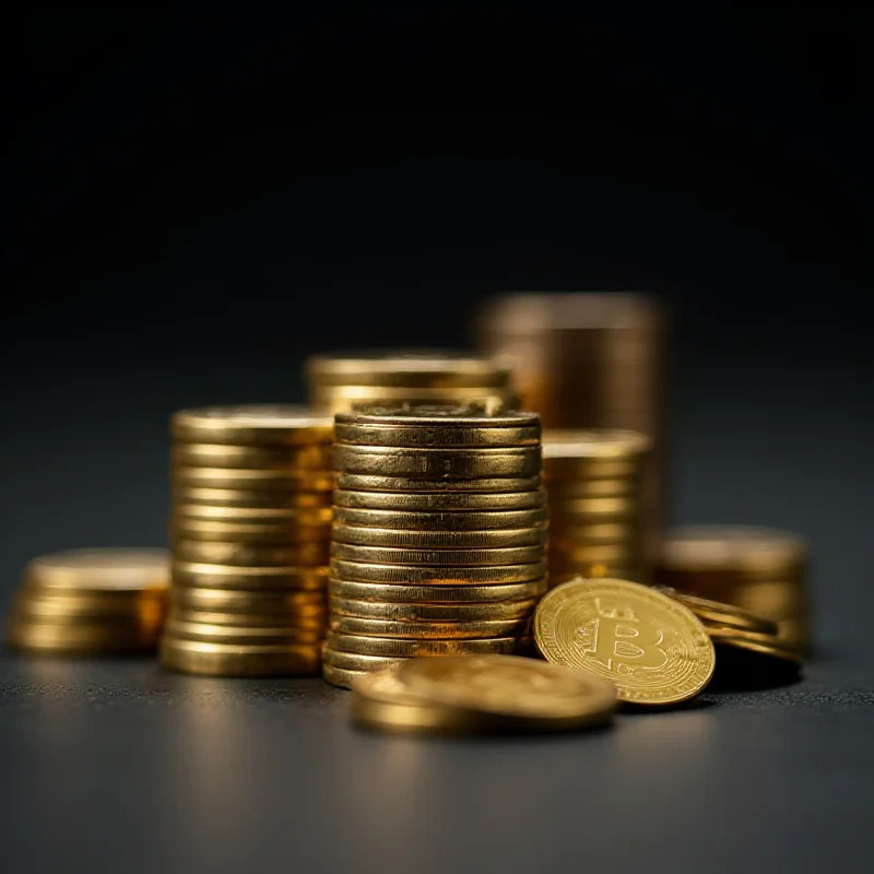 Close up of gold and silver coins