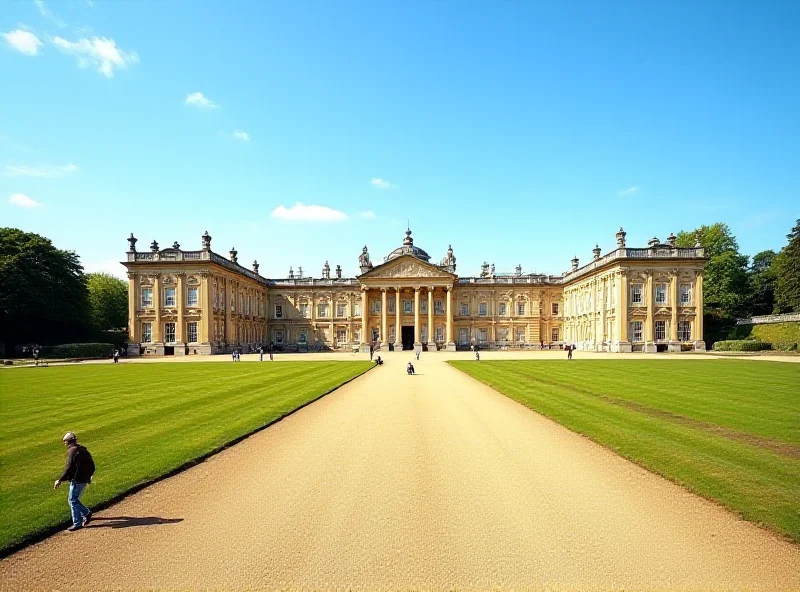Exterior of Blenheim Palace on a sunny day, wide angle shot