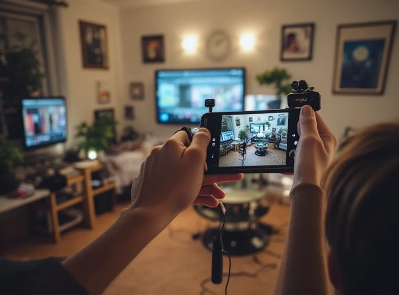 A streamer using a Google Pixel phone connected to multiple cameras during a live broadcast.