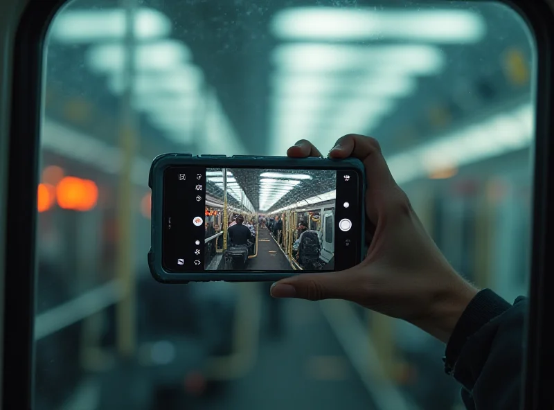 A Google Pixel phone attached to a subway car, recording sounds and vibrations.