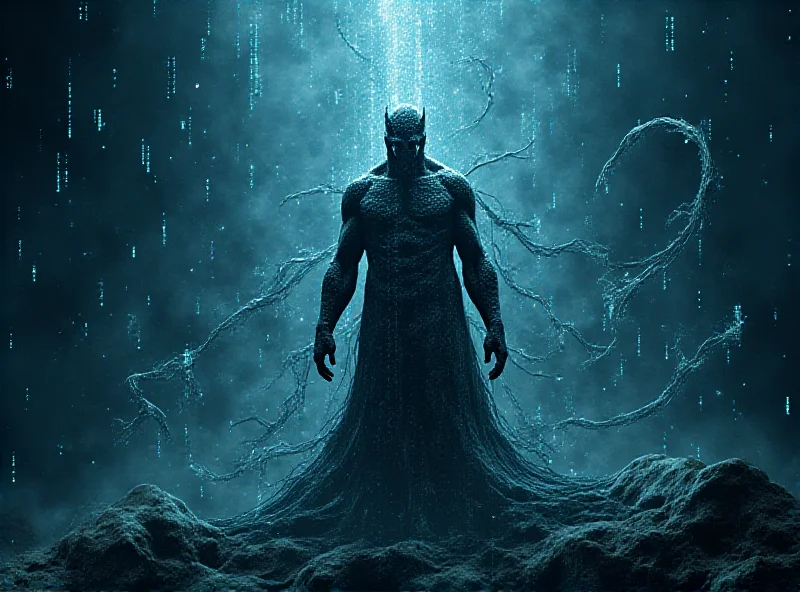 A futuristic scene depicting an AI model visualized as a giant Titan figure, standing amidst a digital landscape. The Titan is surrounded by swirling data streams, representing the model's ability to process and retain contextual information across multiple interactions. The scene conveys a sense of power and innovation, highlighting the potential of the new AI model.