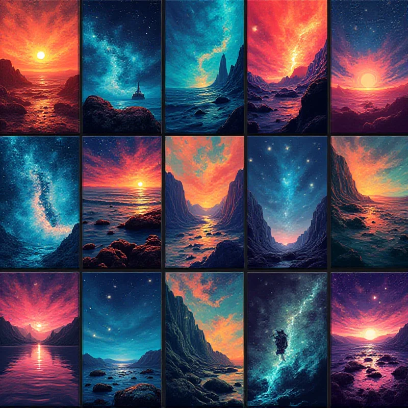 Collage of various colorful Android phone wallpapers