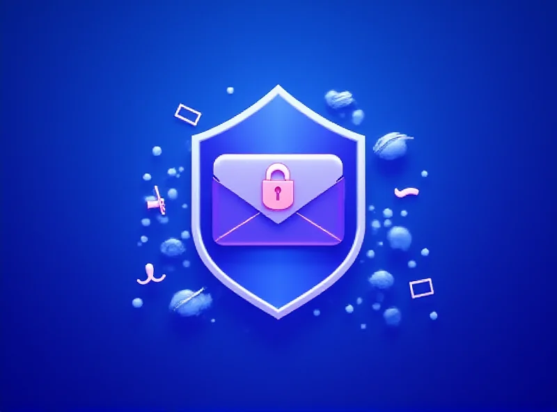 Illustration of an email being shielded from spam, with a padlock icon.