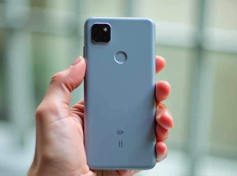 A person holding a Google Pixel 8a smartphone in their hand, showcasing the phone's sleek design.