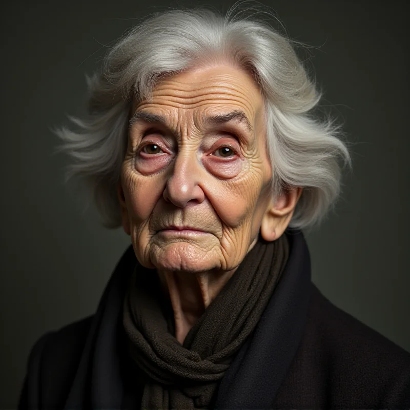 A portrait of Rose Girone, a Holocaust survivor, with a kind and resilient expression on her face.