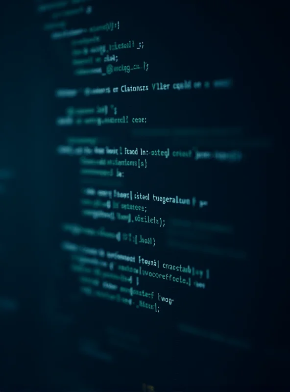 Close-up shot of a computer screen displaying lines of complex code, with subtle visual cues suggesting AI processing and neural networks.