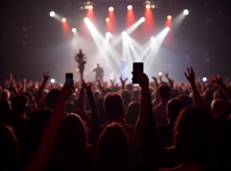 A crowd of people cheering and holding up their phones at a Gracie Abrams concert