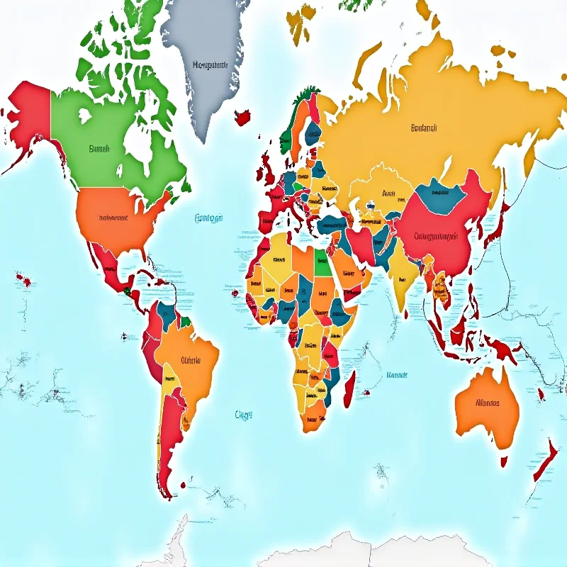 A world map highlighting various countries, with lines connecting different regions, symbolizing global connectivity and shared experiences.