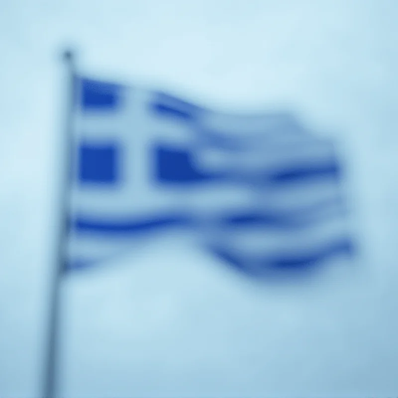 A Greek flag waving in the wind, symbolizing national identity and current struggles