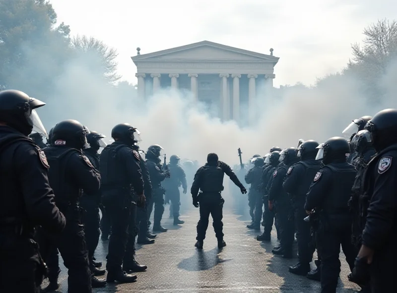 Protesters clashing with police in Syntagma Square, Athens.