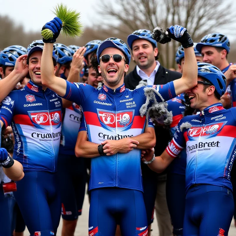 Groupama-FDJ team celebrating the victory