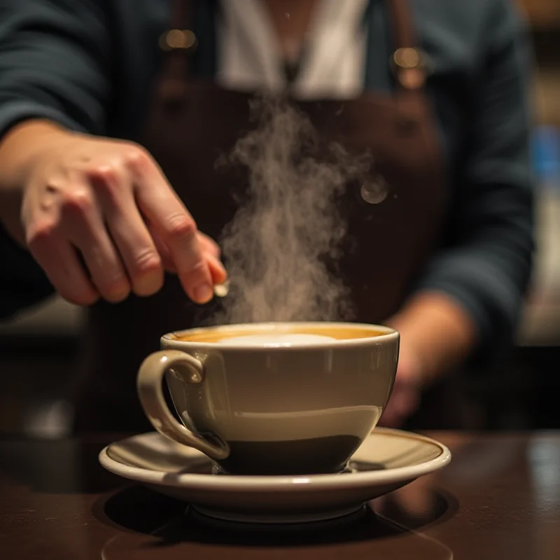 Close-up of a barista making coffee at El Union Coffee