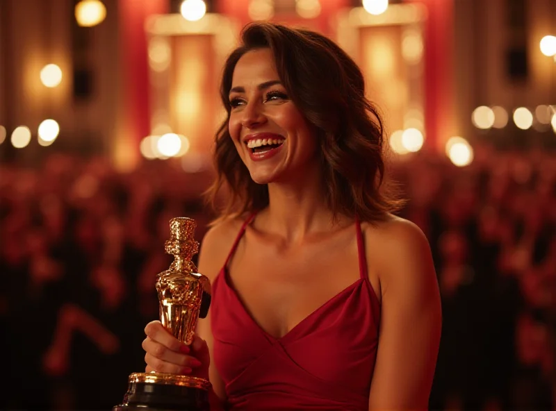 Hafsia Herzi holding a César Award