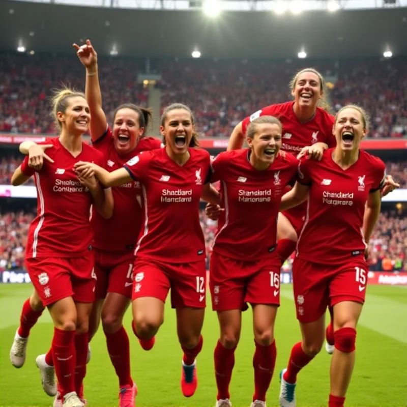 The Liverpool Women's team celebrating a victory