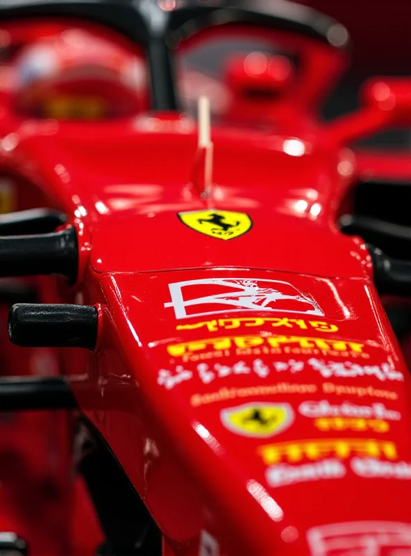 A close-up shot of the Ferrari F1 car's livery, highlighting the new color scheme.