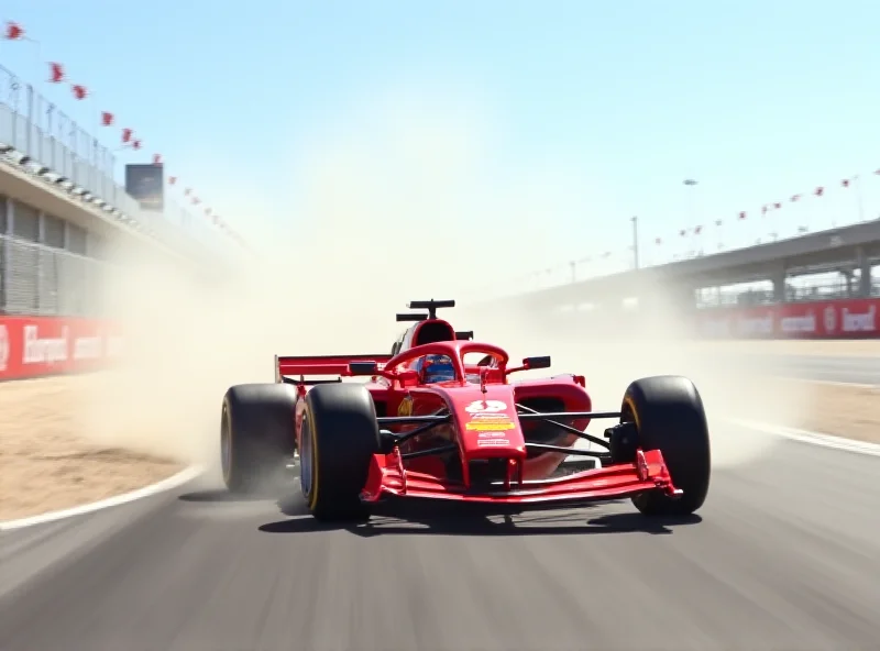 Lewis Hamilton driving a Ferrari F1 car during testing in Bahrain.