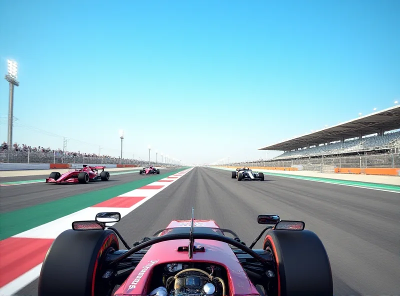 Panoramic view of the Bahrain International Circuit during F1 testing.