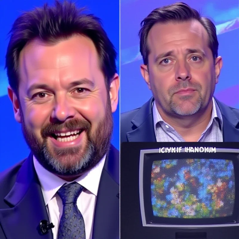 A collage of images related to Cyril Hanouna, Pascal Praud, and the TPMP logo.