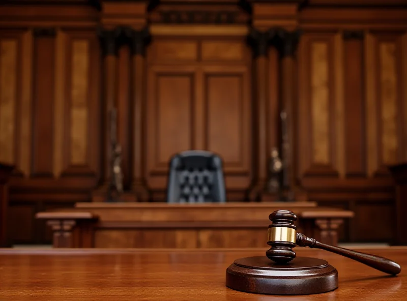 French courtroom with a gavel on the table.