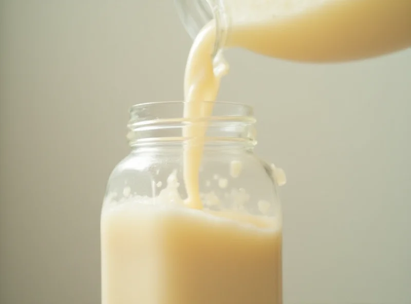 Close-up of breast milk being pumped into a bottle, with a soft, nurturing light.