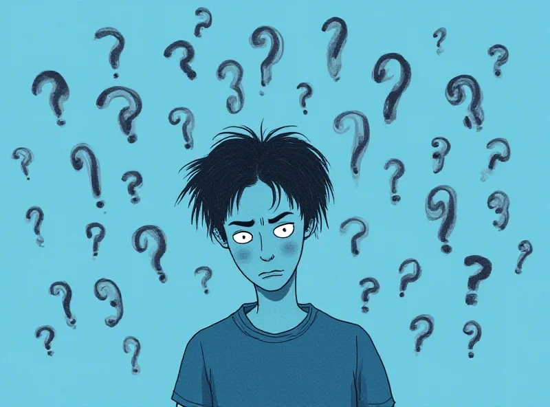 Illustration of a worried young person surrounded by question marks, symbolizing the lack of support for eating disorders.