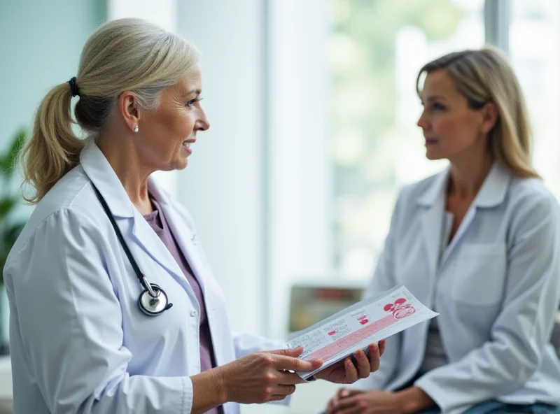 A doctor explaining the importance of breast cancer prevention to a patient.