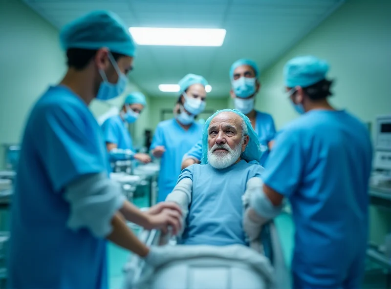 A hospital emergency room scene, depicting medical professionals attending to a patient. The scene conveys a sense of urgency and care.