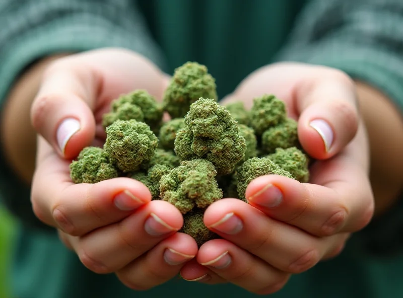 Cannabis buds held in hand