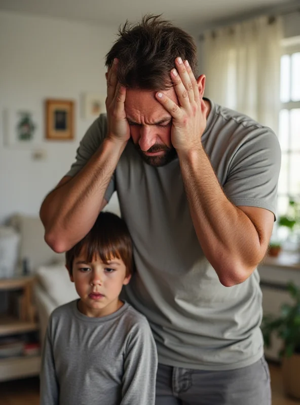 A man clutching his head in pain after sneezing, with a worried expression.