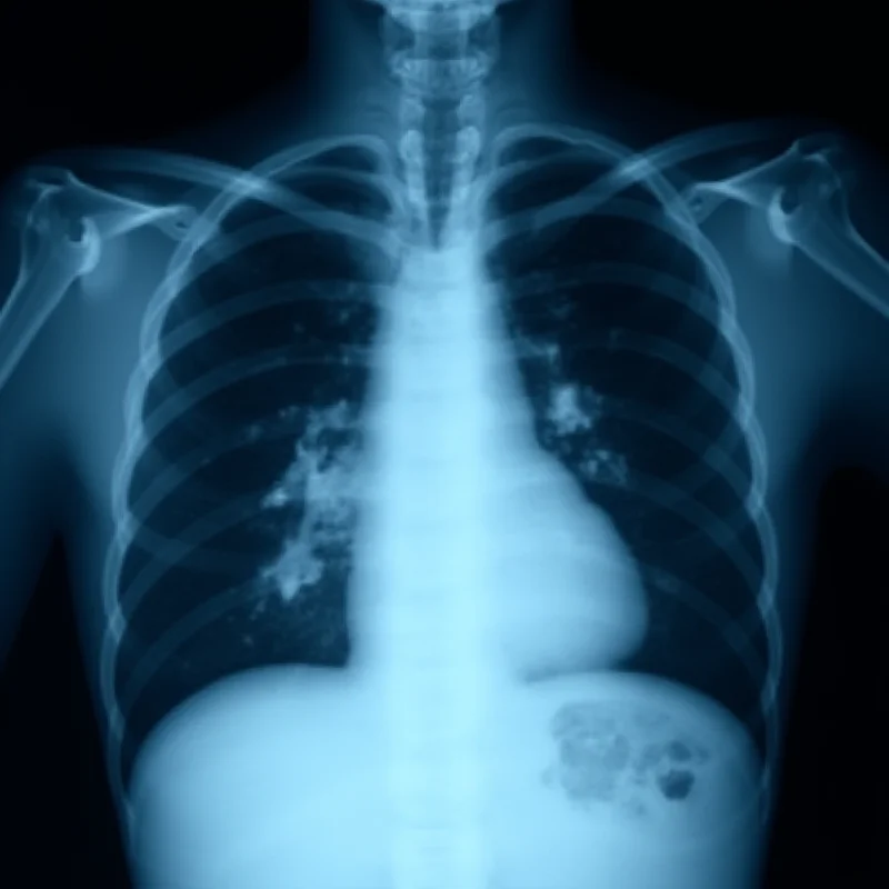 Medical imaging showing a collapsed lung.