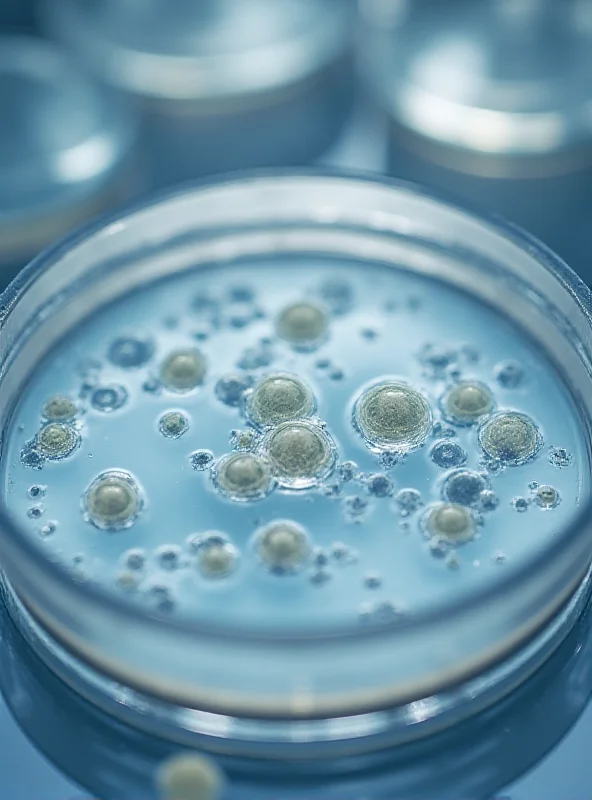 Close-up of an IVF petri dish with several embryos visible, symbolizing the hope and fragility of the process.