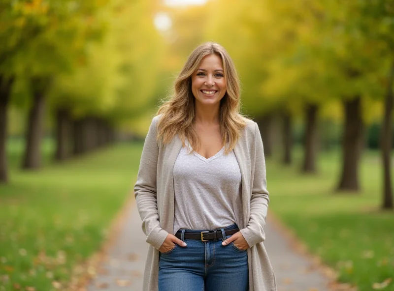 Woman smiling after weight loss.