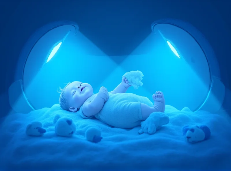 Illustration of a baby receiving light therapy.