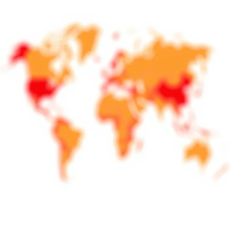 Global map highlighting areas with high obesity rates