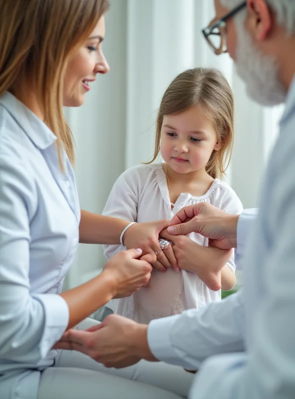 Close-up of a child receiving a vaccination from a doctor