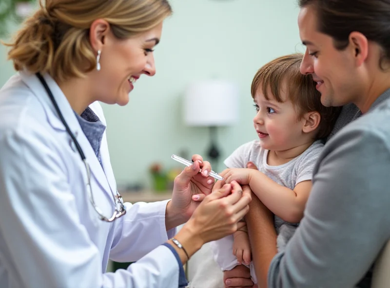 A child receiving a measles vaccine from a doctor