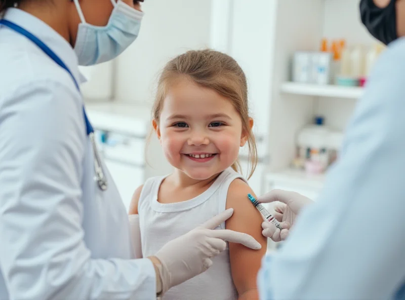 Illustration of a child receiving a vaccine.