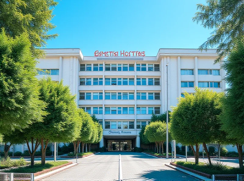 A view of Gemelli Hospital in Rome, Italy, on a sunny day.