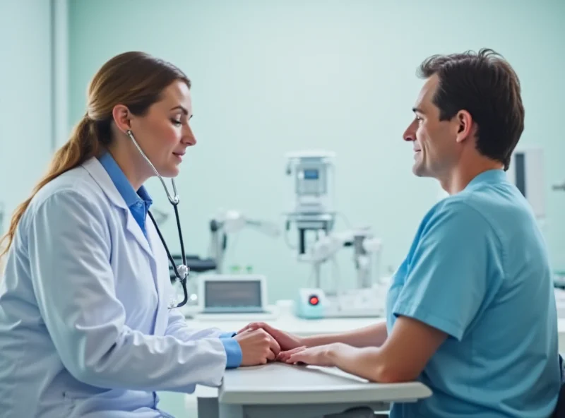 Doctor examining a patient in an outpatient clinic.