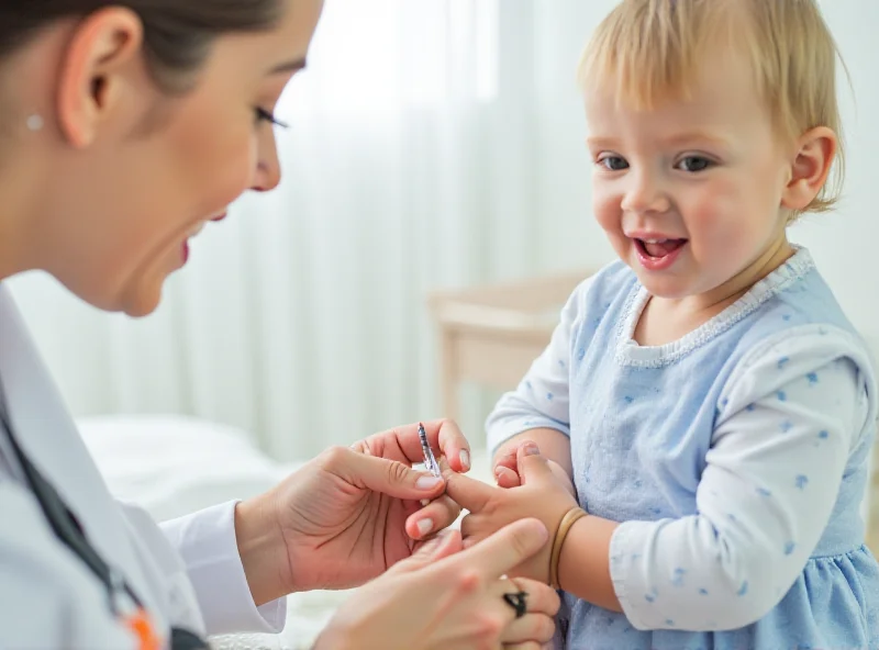 A doctor administering a vaccine to a child.