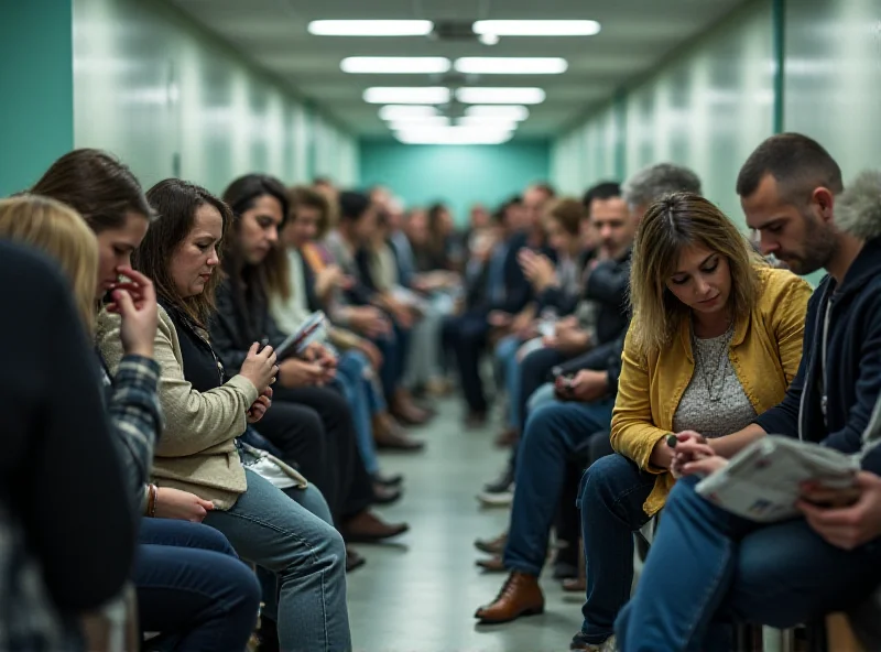 Image of a crowded waiting room in a hospital or clinic