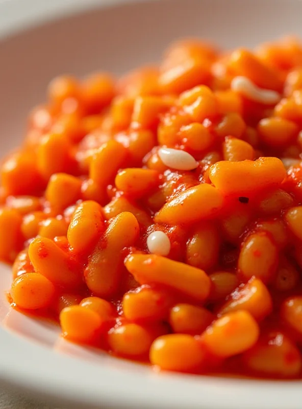 Close up image of tomato pasta with visible larvae