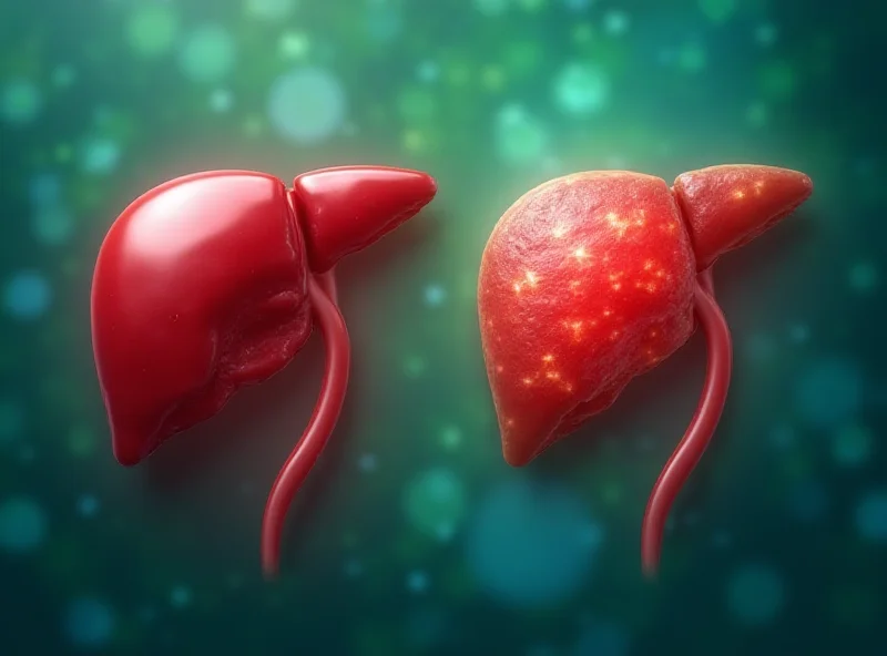 Illustration of a healthy liver versus a liver affected by fatty liver disease