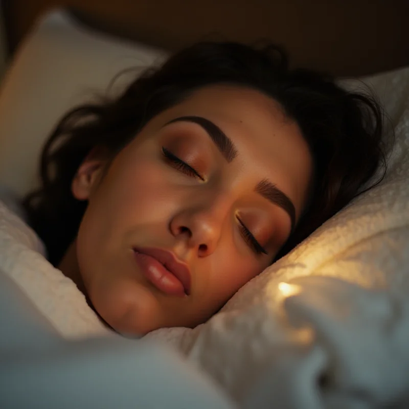 Close-up of a person sleeping peacefully in bed.